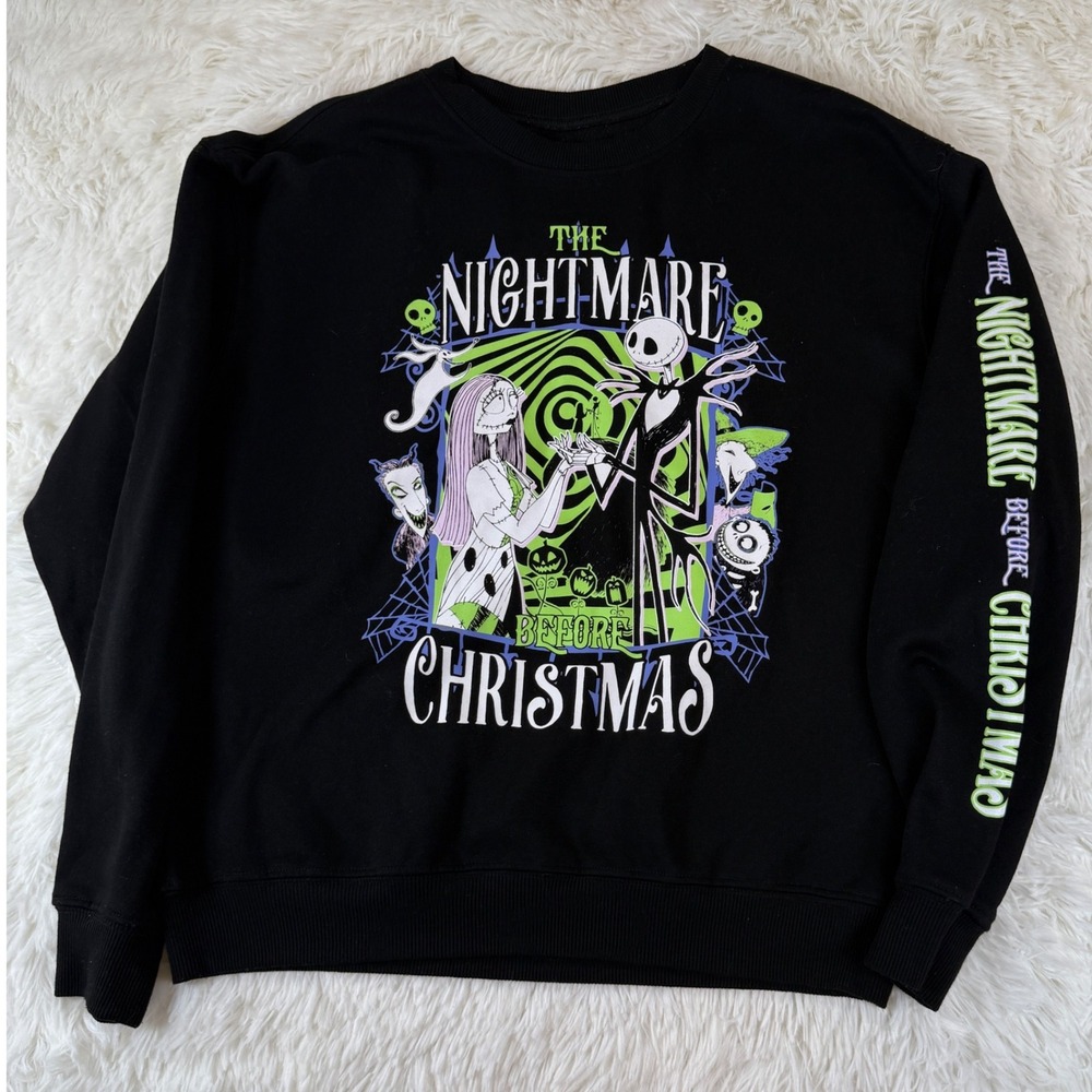 Disney Nightmare Before Christmas Sweatshirt Medium Jack & Sally Black‎ Pullover
